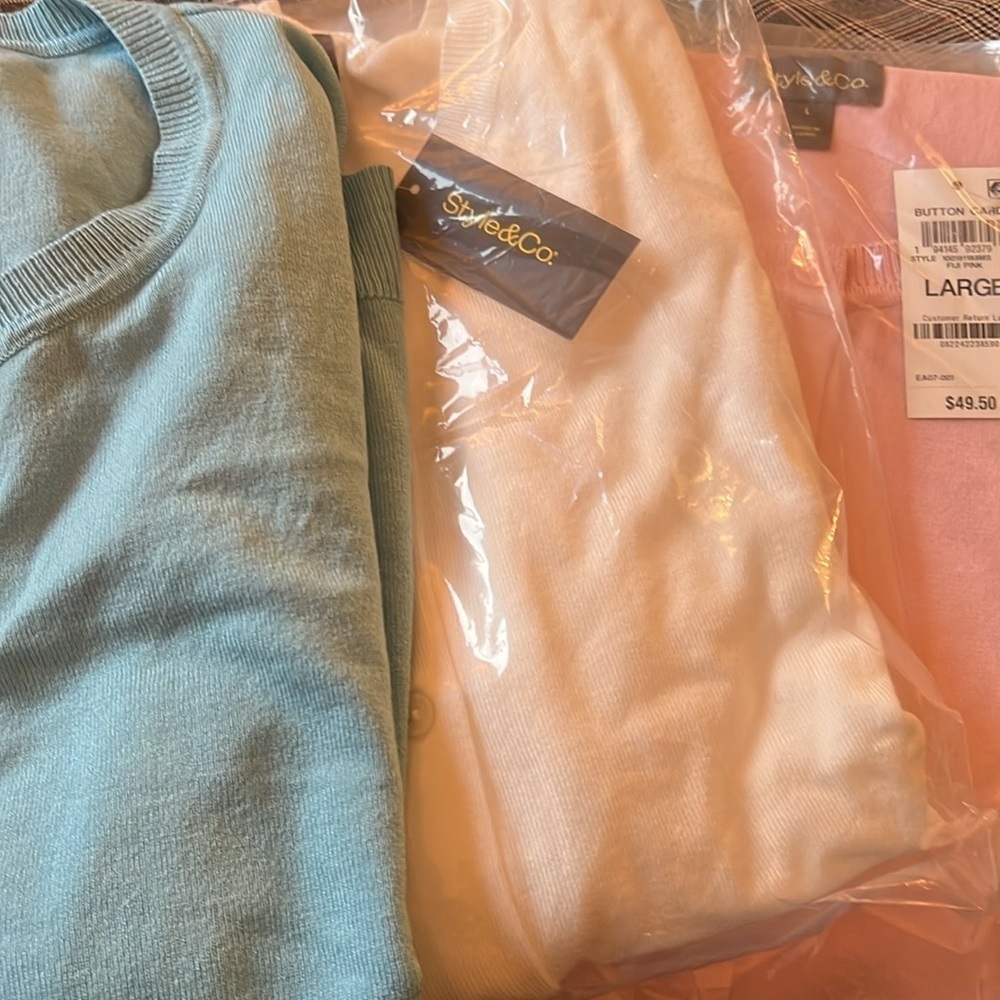 Style & Co Women’s SKY BLUE Cardigan Crewneck Size Large - Picture 5 of 7